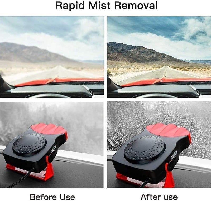 Leaflai Car Heater,12V Fast Heating Defrost Defogger, 2 in1 Fast Heating or Cooling Fan 150W Portable Car Heater(Red) - Image 3